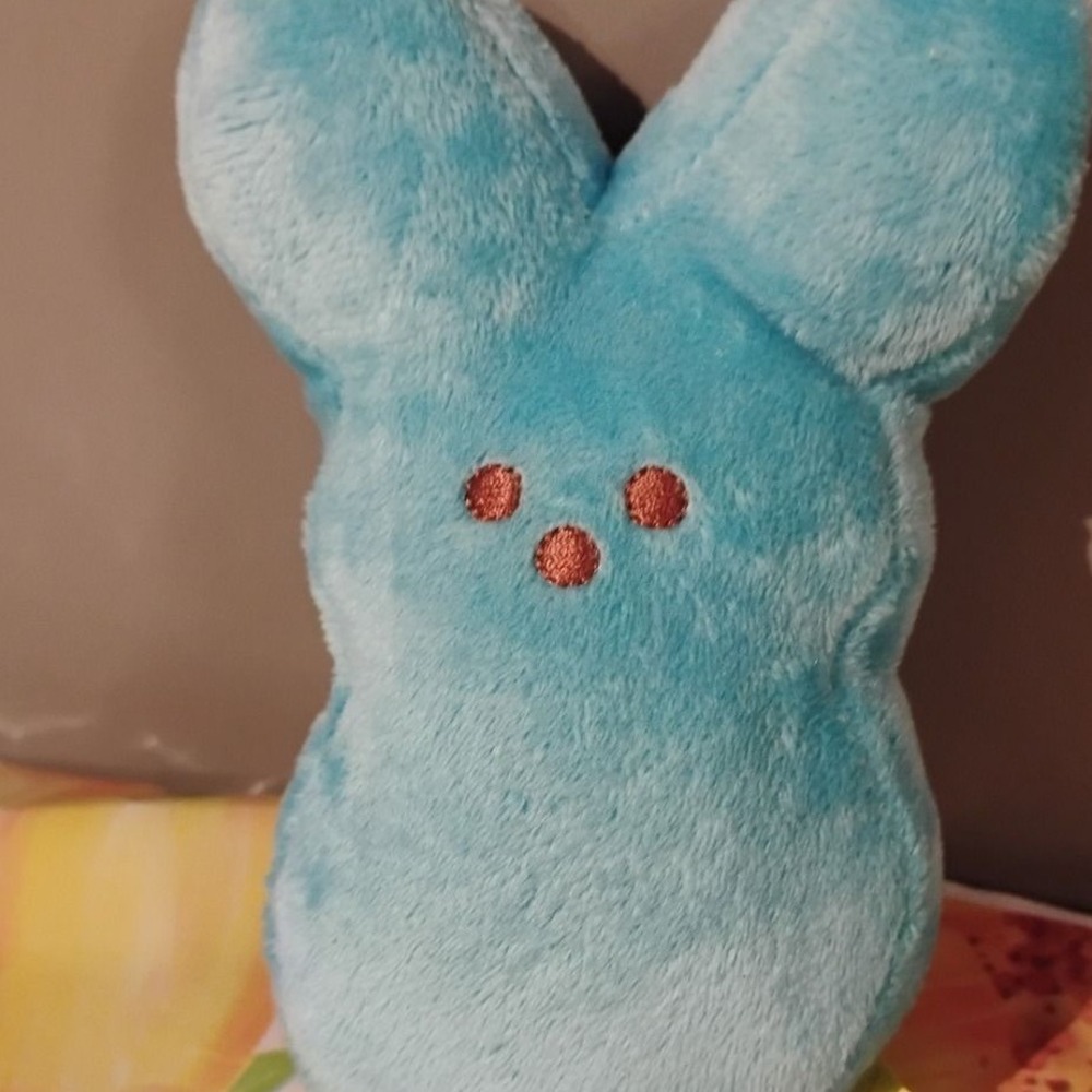 Peeps Brand Blue Bunny Plush Easter Marshmallow Stuffed Animal Toy